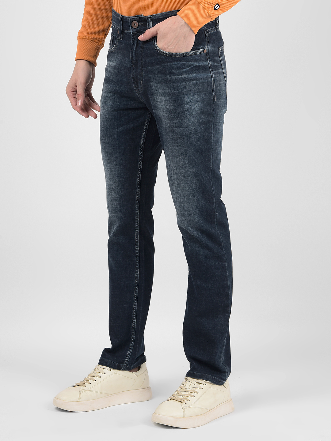 Numero Uno Men Solid Dark Blue Jeans